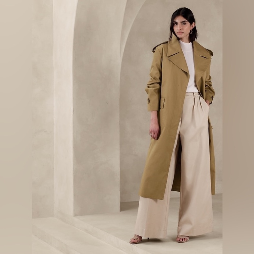 Banana Republic‎ timeless Trench Coat long in Black WATER RESISTANT - Picture 11 of 16